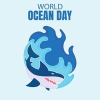 illustration vektor grafisk av blå haj i de hav, perfekt för internationell dag, värld hav dag, fira, hälsning kort, etc.