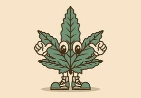 Maskottchen Charakter Design von Stehen Cannabis Blatt vektor