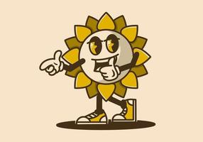 maskot karaktär design av en Sol blomma vektor