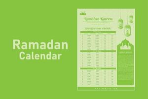 ramadan kareem islamische kalendervorlage und sehri ifter zeitplan vektor