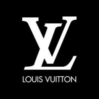 Louis vuitton logotyp - Louis vuitton ikon med typsnitt på svart bakgrund vektor