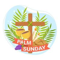 palm söndag med korsdesign vektor