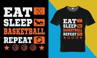 basketboll t-shirt design, äta sömn basketboll upprepa vektor