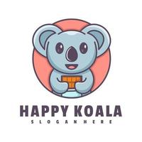 Koala mit trinken Karikatur Logo Vorlage vektor