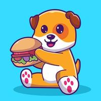 hund innehav burger illustration vektor