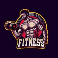 Fitnessstudio und Fitness Verein Logo Design, Sport Abzeichen vektor