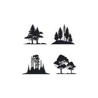årgång skog träd silhuett logotyp uppsättning vektor