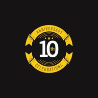 10 Jahre Jubiläumsfeier Logo Vektor Vorlage Design Illustration