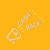 Cash-Back-Symbol, Geld zurückgeben, Cash-Back-Rabatt, dünne Linie Web-Symbol auf gelbem Hintergrund - bearbeitbare Strich-Vektor-Illustration vektor