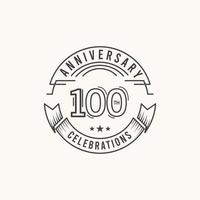 100-årsjubileum firande logotyp vektor mall design illustration