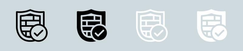 Firewall Symbol einstellen im schwarz und Weiß. Netzwerk Schutz Zeichen Vektor Illustration.