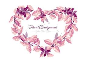 rosa blommig löv med hjärta form prydnad vektor