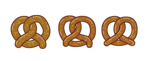 pretzel färsk bakverk. rullad bröd. tysk traditionell bretzel eller munk. brun vete mat. platt tecknad serie illustration vektor