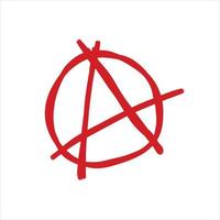 anarki. brev en i de cirkel. symbol av kaos och uppror. röd borsta ikon. vektor