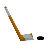 hockey pinne och puck. sporter Utrustning. vinter- spel. platt tecknad serie illustration isolerat på vit vektor