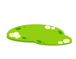 grön gräsmatta med gräs och blommor. element av de sommar landskap. äng med kullar. bakgrund och mall. platt tecknad serie illustration vektor