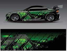 bil wrap design vektor. grafisk abstrakt stripe racing bakgrund kit designs för wrap fordon racer bil rally äventyr och livery vektor