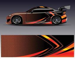 Auto-Wrap-Design-Vektor. grafische abstrakte Streifen-Rennhintergrund-Kit-Designs für Wrap-Fahrzeug-Rennwagen-Rallye-Abenteuer und Lackierungen vektor