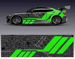 Auto-Wrap-Design-Vektor. grafische abstrakte Streifen-Rennhintergrund-Kit-Designs für Wrap-Fahrzeug-Rennwagen-Rallye-Abenteuer und Lackierungen vektor