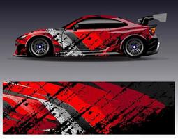 Auto-Wrap-Design-Vektor. grafische abstrakte Streifen-Rennhintergrund-Kit-Designs für Wrap-Fahrzeug-Rennwagen-Rallye-Abenteuer und Lackierungen vektor