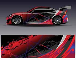 Auto-Wrap-Design-Vektor. grafische abstrakte Streifen-Rennhintergrund-Kit-Designs für Wrap-Fahrzeug-Rennwagen-Rallye-Abenteuer und Lackierungen vektor