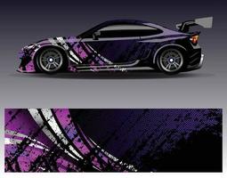 Auto-Wrap-Design-Vektor. grafische abstrakte Streifen-Rennhintergrund-Kit-Designs für Wrap-Fahrzeug-Rennwagen-Rallye-Abenteuer und Lackierungen vektor