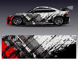 bil wrap design vektor. grafisk abstrakt stripe racing bakgrund kit designs för wrap fordon racer bil rally äventyr och livery vektor