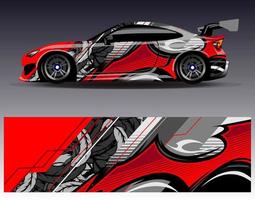 bil wrap design vektor. grafisk abstrakt stripe racing bakgrund kit designs för wrap fordon racer bil rally äventyr och livery vektor