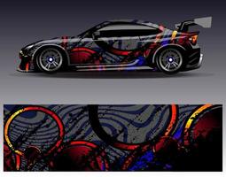 Auto-Wrap-Design-Vektor. grafische abstrakte Streifen-Rennhintergrund-Kit-Designs für Wrap-Fahrzeug-Rennwagen-Rallye-Abenteuer und Lackierungen vektor