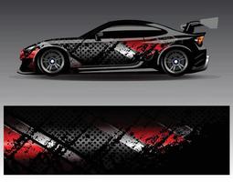 Auto-Wrap-Design-Vektor. grafische abstrakte Streifen-Rennhintergrund-Kit-Designs für Wrap-Fahrzeug-Rennwagen-Rallye-Abenteuer und Lackierungen vektor