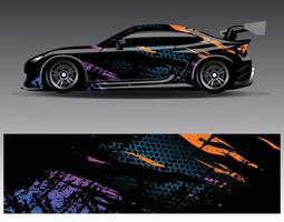 Auto-Wrap-Design-Vektor. grafische abstrakte Streifen-Rennhintergrund-Kit-Designs für Wrap-Fahrzeug-Rennwagen-Rallye-Abenteuer und Lackierungen vektor