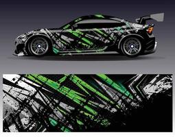 Auto-Wrap-Design-Vektor. grafische abstrakte Streifen-Rennhintergrund-Kit-Designs für Wrap-Fahrzeug-Rennwagen-Rallye-Abenteuer und Lackierungen vektor