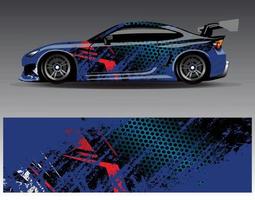 bil wrap design vektor. grafisk abstrakt stripe racing bakgrund kit designs för wrap fordon racer bil rally äventyr och livery vektor