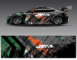 Auto-Wrap-Design-Vektor. grafische abstrakte Streifen-Rennhintergrund-Kit-Designs für Wrap-Fahrzeug-Rennwagen-Rallye-Abenteuer und Lackierungen vektor