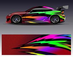 Auto-Wrap-Design-Vektor. grafische abstrakte Streifen-Rennhintergrund-Kit-Designs für Wrap-Fahrzeug-Rennwagen-Rallye-Abenteuer und Lackierungen vektor