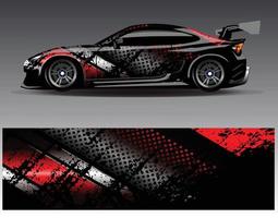 Auto-Wrap-Design-Vektor. grafische abstrakte Streifen-Rennhintergrund-Kit-Designs für Wrap-Fahrzeug-Rennwagen-Rallye-Abenteuer und Lackierungen vektor