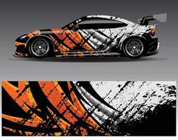 Auto-Wrap-Design-Vektor. grafische abstrakte Streifen-Rennhintergrund-Kit-Designs für Wrap-Fahrzeug-Rennwagen-Rallye-Abenteuer und Lackierungen vektor