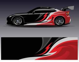 Auto-Wrap-Design-Vektor. grafische abstrakte Streifen-Rennhintergrund-Kit-Designs für Wrap-Fahrzeug-Rennwagen-Rallye-Abenteuer und Lackierungen vektor