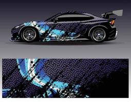 Auto-Wrap-Design-Vektor. grafische abstrakte Streifen-Rennhintergrund-Kit-Designs für Wrap-Fahrzeug-Rennwagen-Rallye-Abenteuer und Lackierungen vektor