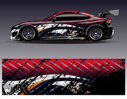 Auto-Wrap-Design-Vektor. grafische abstrakte Streifen-Rennhintergrund-Kit-Designs für Wrap-Fahrzeug-Rennwagen-Rallye-Abenteuer und Lackierungen vektor