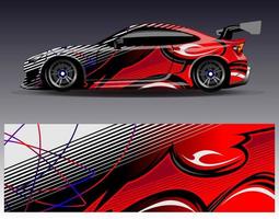 bil wrap design vektor. grafisk abstrakt stripe racing bakgrund kit designs för wrap fordon racer bil rally äventyr och livery vektor