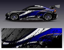 bil wrap design vektor. grafisk abstrakt stripe racing bakgrund kit designs för wrap fordon racer bil rally äventyr och livery vektor