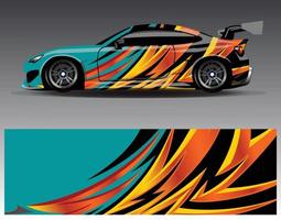 Auto-Wrap-Design-Vektor. grafische abstrakte Streifen-Rennhintergrund-Kit-Designs für Wrap-Fahrzeug-Rennwagen-Rallye-Abenteuer und Lackierungen vektor