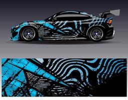 bil wrap design vektor. grafisk abstrakt stripe racing bakgrund kit designs för wrap fordon racer bil rally äventyr och livery vektor