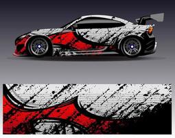 bil wrap design vektor. grafisk abstrakt stripe racing bakgrund kit designs för wrap fordon racer bil rally äventyr och livery vektor