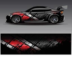 Auto-Wrap-Design-Vektor. grafische abstrakte Streifen-Rennhintergrund-Kit-Designs für Wrap-Fahrzeug-Rennwagen-Rallye-Abenteuer und Lackierungen vektor