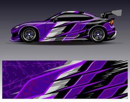 Auto-Wrap-Design-Vektor. grafische abstrakte Streifen-Rennhintergrund-Kit-Designs für Wrap-Fahrzeug-Rennwagen-Rallye-Abenteuer und Lackierungen vektor