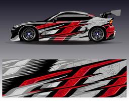 Auto-Wrap-Design-Vektor. grafische abstrakte Streifen-Rennhintergrund-Kit-Designs für Wrap-Fahrzeug-Rennwagen-Rallye-Abenteuer und Lackierungen vektor