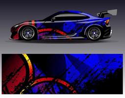 Auto-Wrap-Design-Vektor. grafische abstrakte Streifen-Rennhintergrund-Kit-Designs für Wrap-Fahrzeug-Rennwagen-Rallye-Abenteuer und Lackierungen vektor