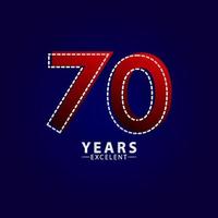 70 år utmärkt årsdag firande röd streck linje vektor mall design illustration